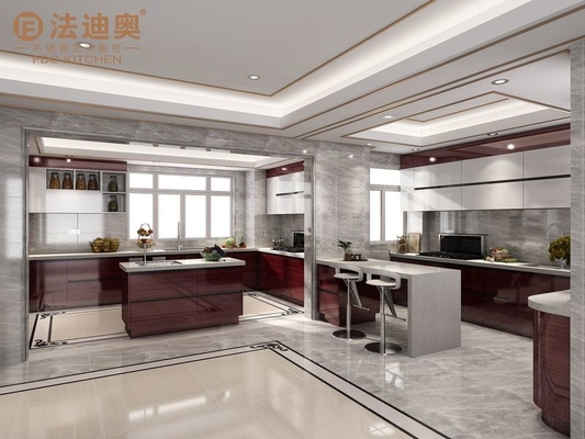 Sleek, Durable, And Minimalist Stainless Steel Kitchen Cabinetry With Elegant Redwood And Quartz Accents