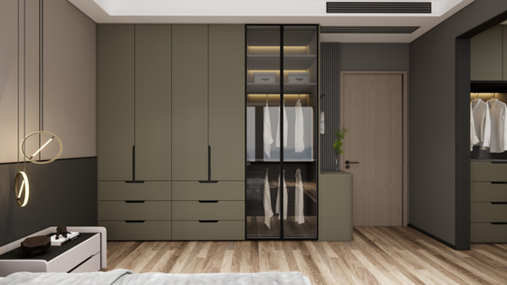 Sage Green Stainless Steel Wardrobe With Dual Space Design For Superior Storage Solutions
