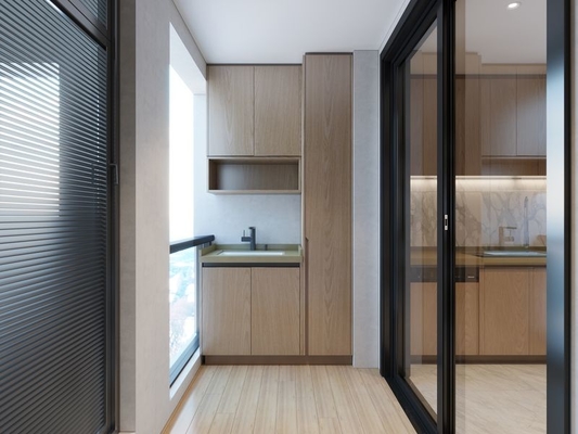 Szczupły, minimalistyczny balkon, szafa do przechowywania, ze stali nierdzewnej